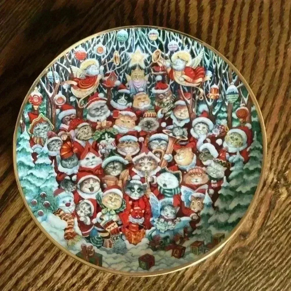 Vintage Franklin Mint SANTA CLAWS CATS by Bill Bell Porcelain 8 1/4" Plate - Picture 1 of 14